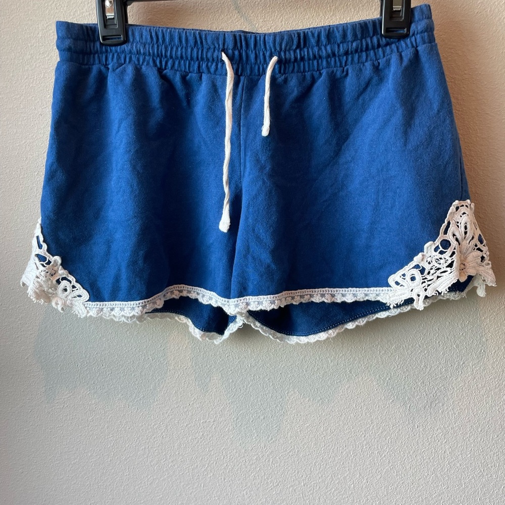 Royal blue cotton varsity style shorts. Size L